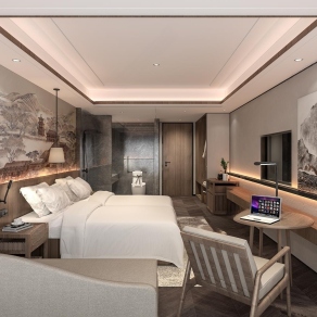 新中式酒店客房3D模型下载